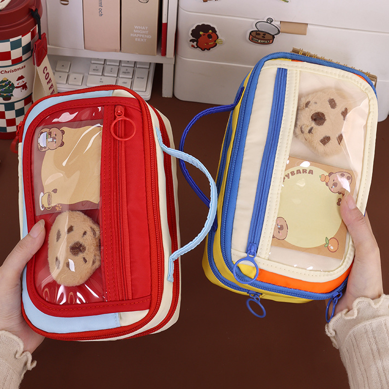 New cross-border retro hand-held large-capacity pencil case, high appearance level for girls, InS-style stationery box, primary school student stationery box Application Scenario
