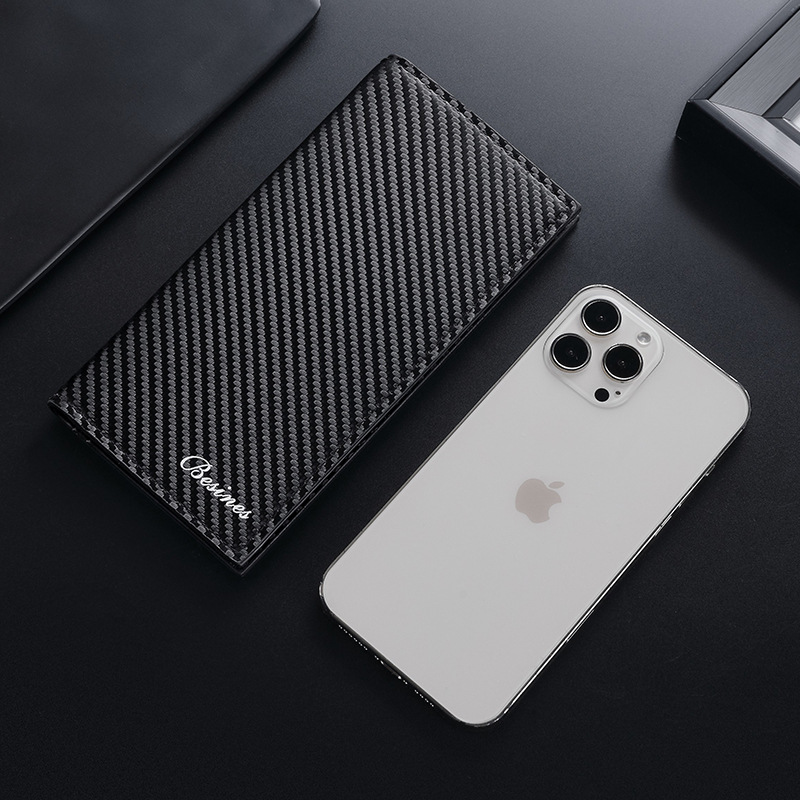 Cross-border best-selling carbon fiber men's wallet, light luxury long wallet at 20% off, large-capacity document coin purse Application Scenario
