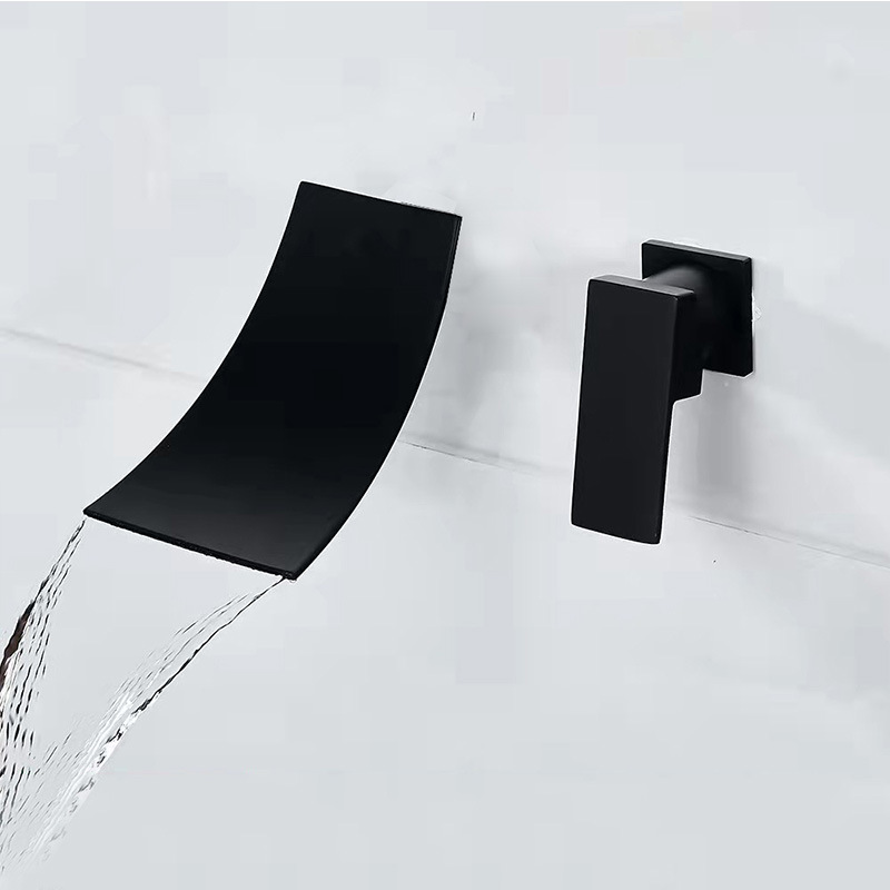Nordic all-copper wall-mounted concealed waterfall wall, cold and hot face basin, washbasin, sink, built-in wall with faucet outlet details Picture