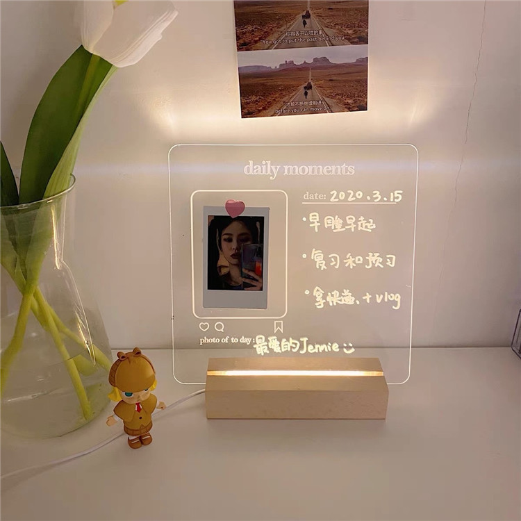 Transparent acrylic luminous message board, Korean ins notepad, writing memo, night light, room decoration Item Picture