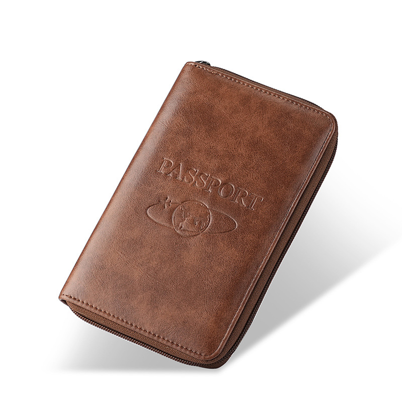 Cross-border 2024 new anti-theft passport clip, long travel passport bag with zipper, multi-functional storage document bag Item Picture