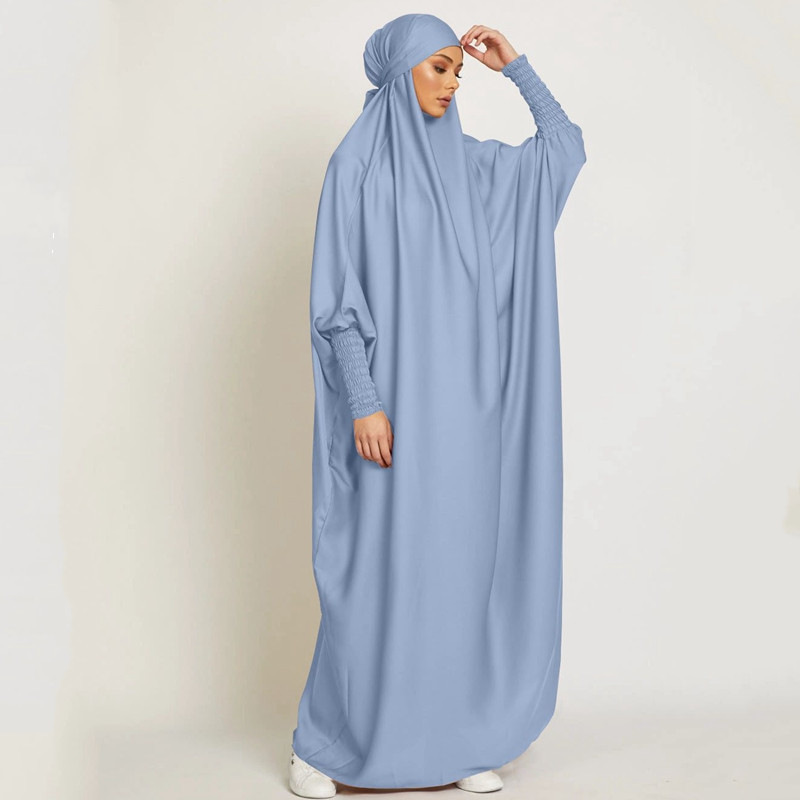 abaya亚马逊ebay迪拜土耳其大摆纯色女士长袍连衣裙长袍女款连帽穆斯林中东连衣裙