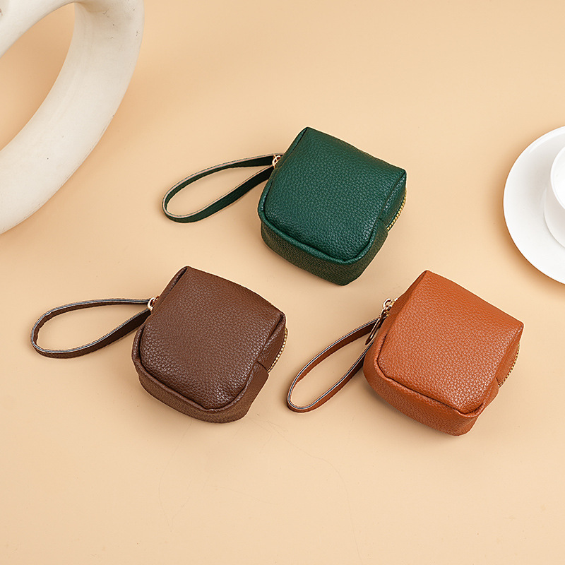 New semi-handmade mini coin purse for export and foreign trade, portable lipstick storage bag, pu loose change bag, small card bag full figure