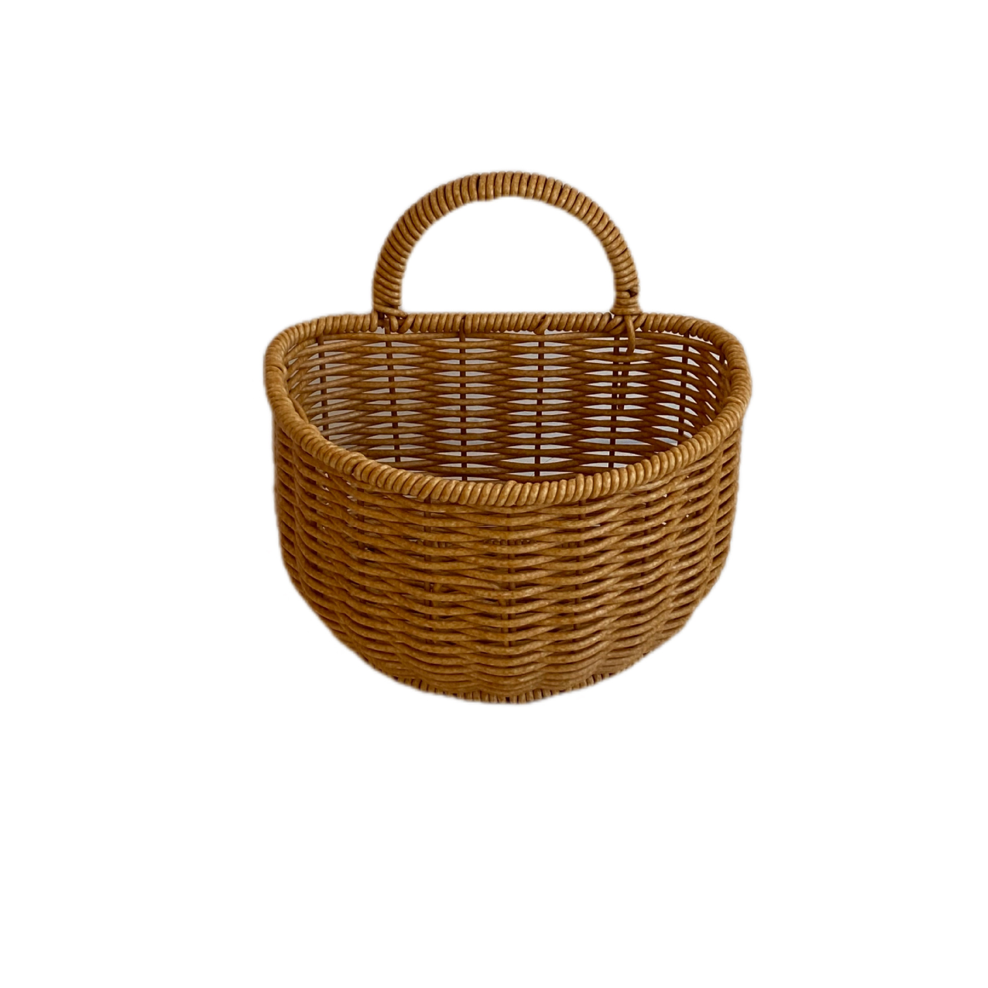 Retro imitation rattan woven storage basket, wall-mounted storage basket, hand-held small basket, fruit basket, vegetable basket, woven storage basket Item Picture