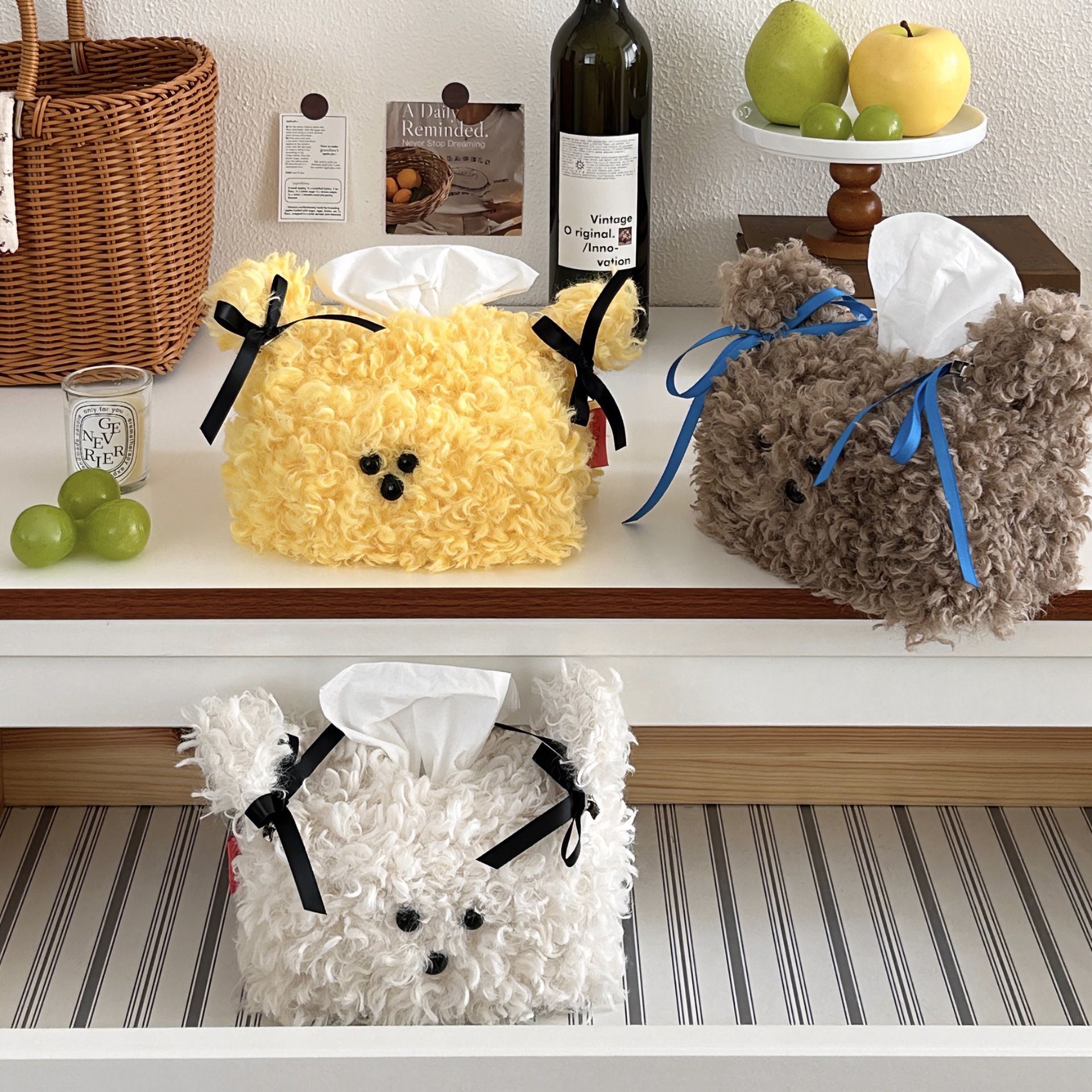 The same style as the blogger! Korean ins cute and good-looking tissue case, car tissue box, tissue pack, home living room Specification drawing
