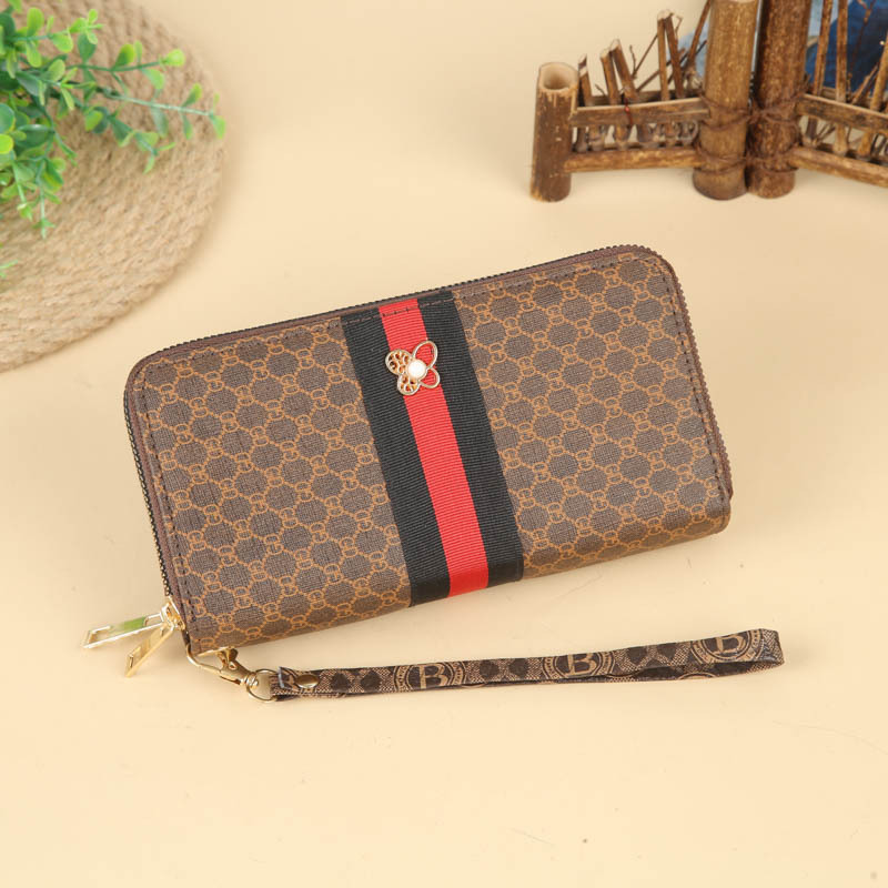 New fashionable vintage pattern clutch bag, cowhide double zipper bag, large capacity, multi-functional retro zipper bag full figure