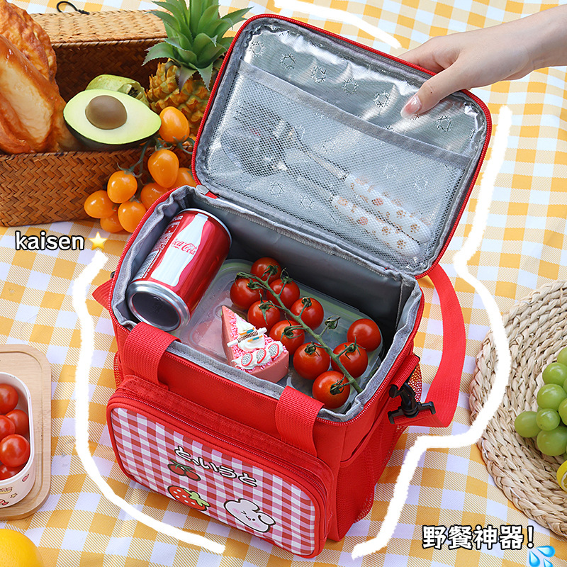New portable outdoor picnic bag, cartoon portable lunch box bag, large-capacity bento bag for students and office workers to bring meals details Picture