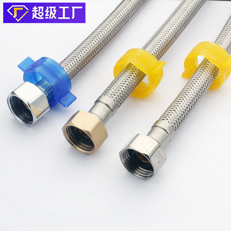 304 stainless steel flexible hose, water pipe, metal high-pressure braided pipe, steel wire, 4-inch water heater, toilet water inlet pipe, high-pressure pipe details Picture