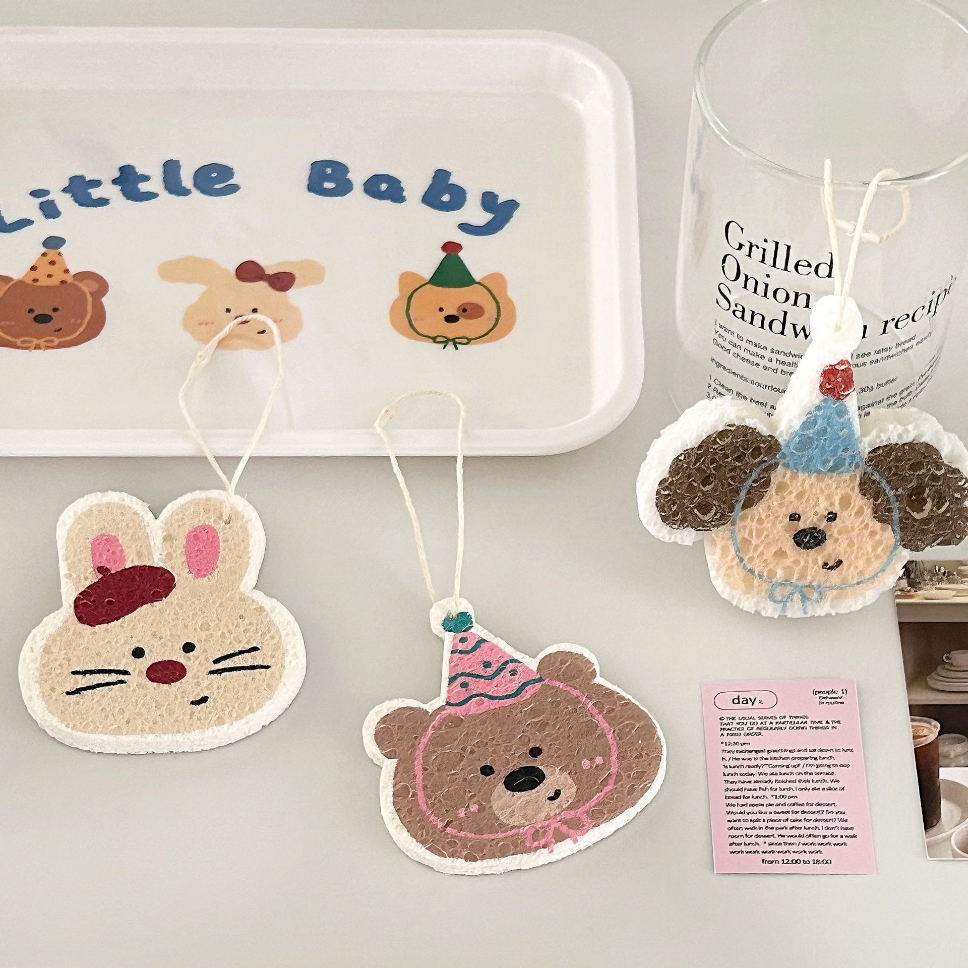 ins Cute natural wood pulp cotton cloth, a perfect tool for washing dishes and POTS, a stain-removing scouring pad, a household kitchen cleaning tool Specification drawing
