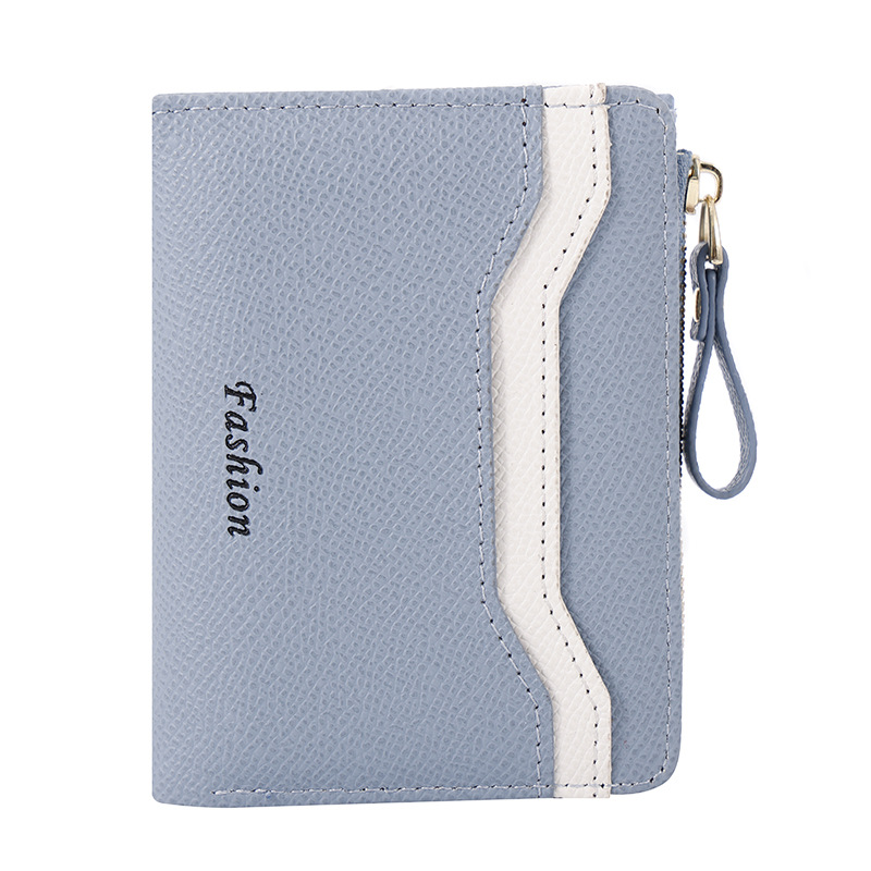 Cross-border fresh and simple ladies' wallet, short style, 20% off, multi-slot, color-blocked storage, student card bag, coin purse Item Picture