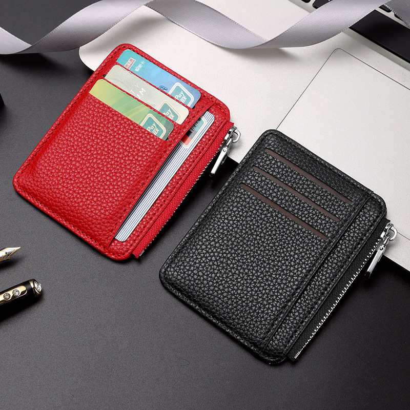 New lychee patterned PU card case, a bestseller for foreign trade. Direct sales from the manufacturer of driver's license card holders with multi-functional zippers and anti-theft brushes Application Scenario