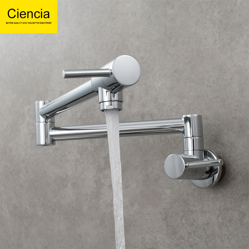 Kitchen sink faucet wall-mounted single-cooling faucet sink sink sink sink sink faucet folding double-handle switch faucet full figure