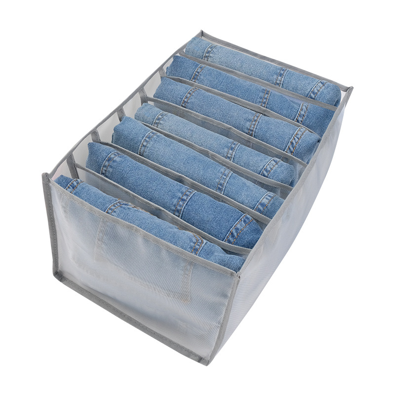 Clothing storage box, jeans and trousers compartments, wardrobe, wardrobe, clothes drawer, divider bag, mesh box Item Picture