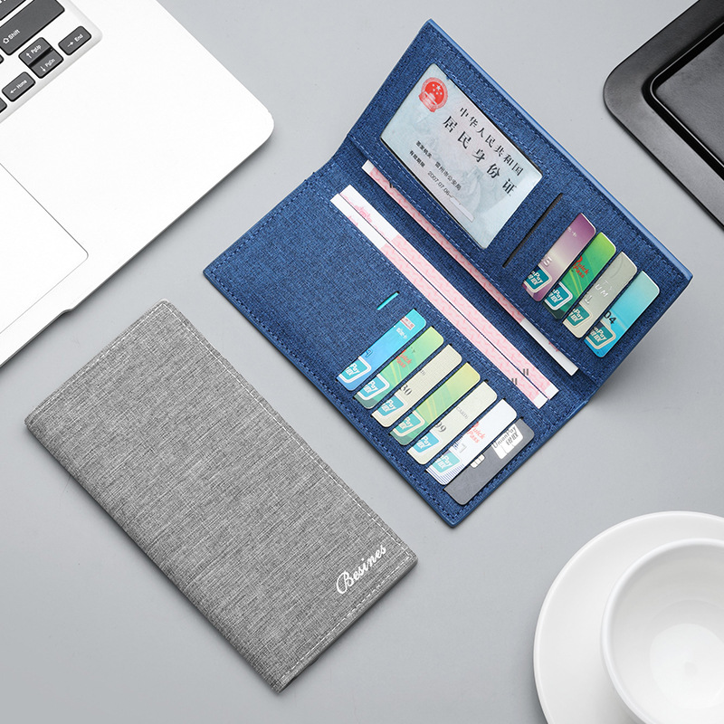 Men's wallet, ultra-thin wallet, 2019 new long canvas, trendy, fashionable and personalized wallet brand for students and youth Specification drawing