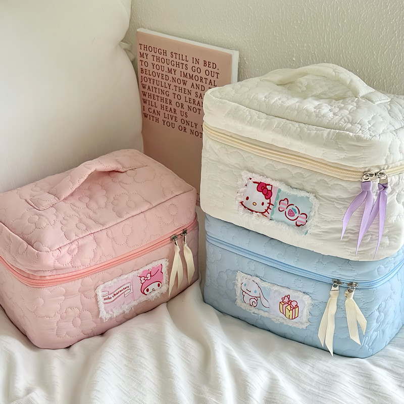 Girlish cat makeup bag, large-capacity cute storage bag, female student portable large-capacity handbag, toiletry bag details Picture