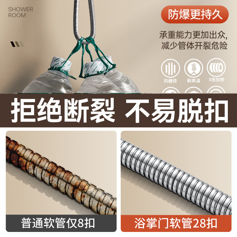 Stainless steel explosion-proof showerhead pipe, shower hose, universal interface, bathroom showerhead hose, shower head outlet pipe details Picture