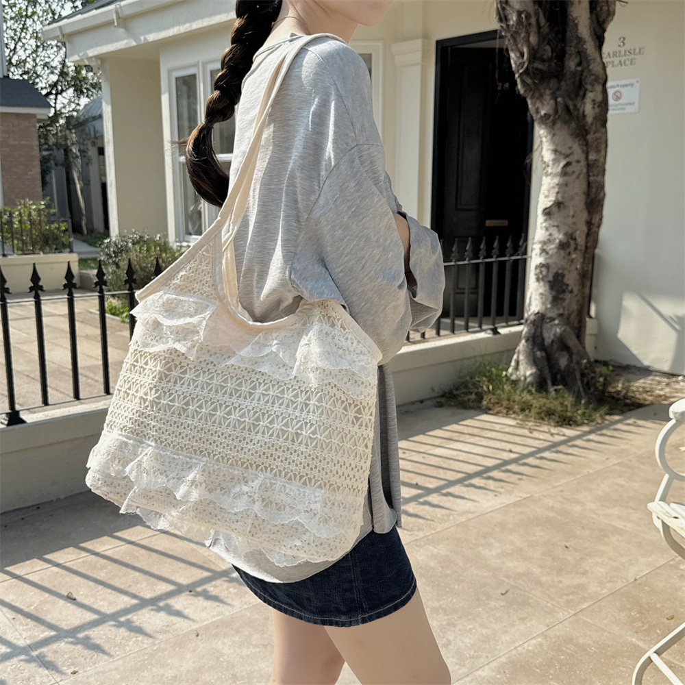 5332 New Spring and Summer casual vacation, ethereal lace mesh underarm large capacity single-shoulder bag, crossbody bag for women details Picture