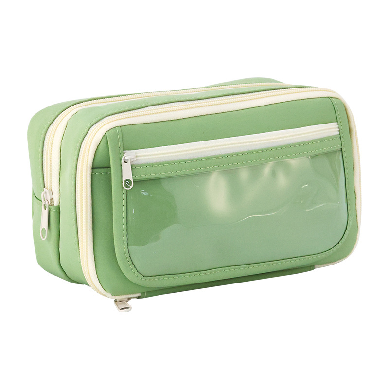 ins High appearance level stationery box, high school student storage pencil case, large capacity cartoon pen case, new style for girls, transparent Item Picture