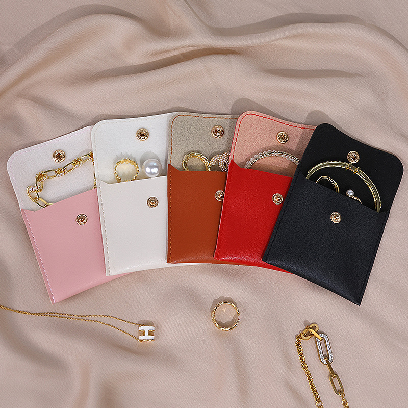 Jewelry bag, leather PU jewelry storage bag, jewelry bag buckle bag, necklace ring, desktop storage bag details Picture