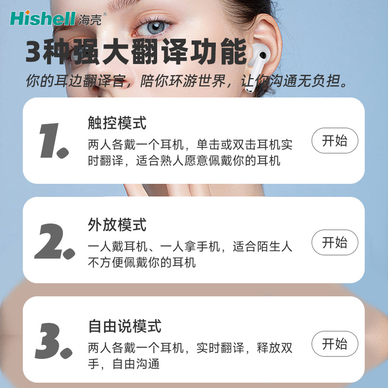 Cross-border noise-cancelling tw300 Sports Bluetooth Translation Headphones, ultra-long battery in-ear Bluetooth wireless headphones wholesale details Picture