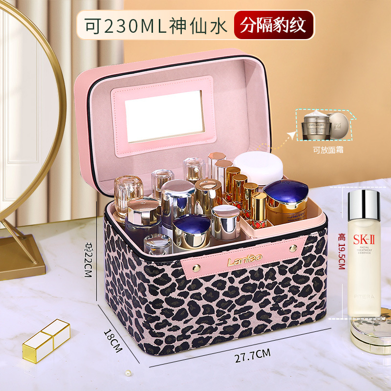 Wholesale cosmetic bags for women, large-capacity portable 2022 new style, super ins style, high appearance level, leopard print hand-held storage box Application Scenario