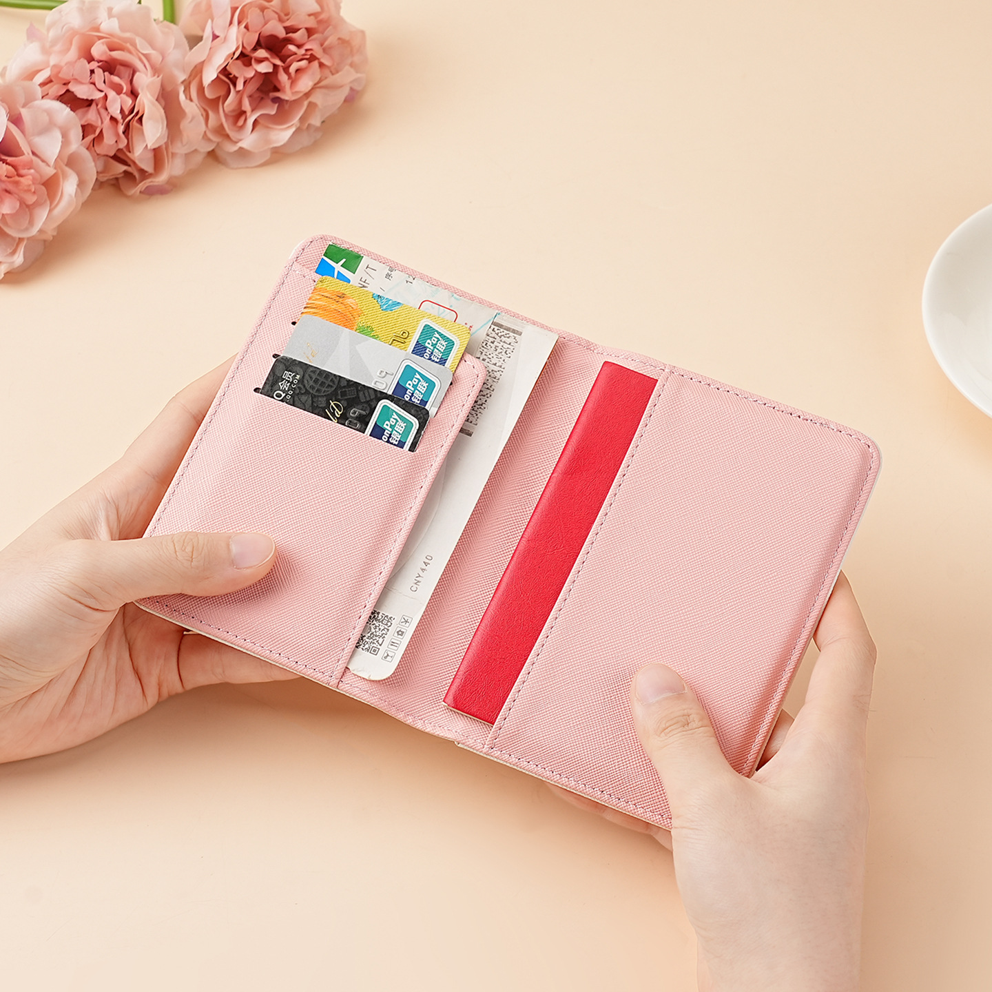 This set of pu leather passport holder, multi-functional document bag, travel wallet, card holder, ins style, is in stock Application Scenario