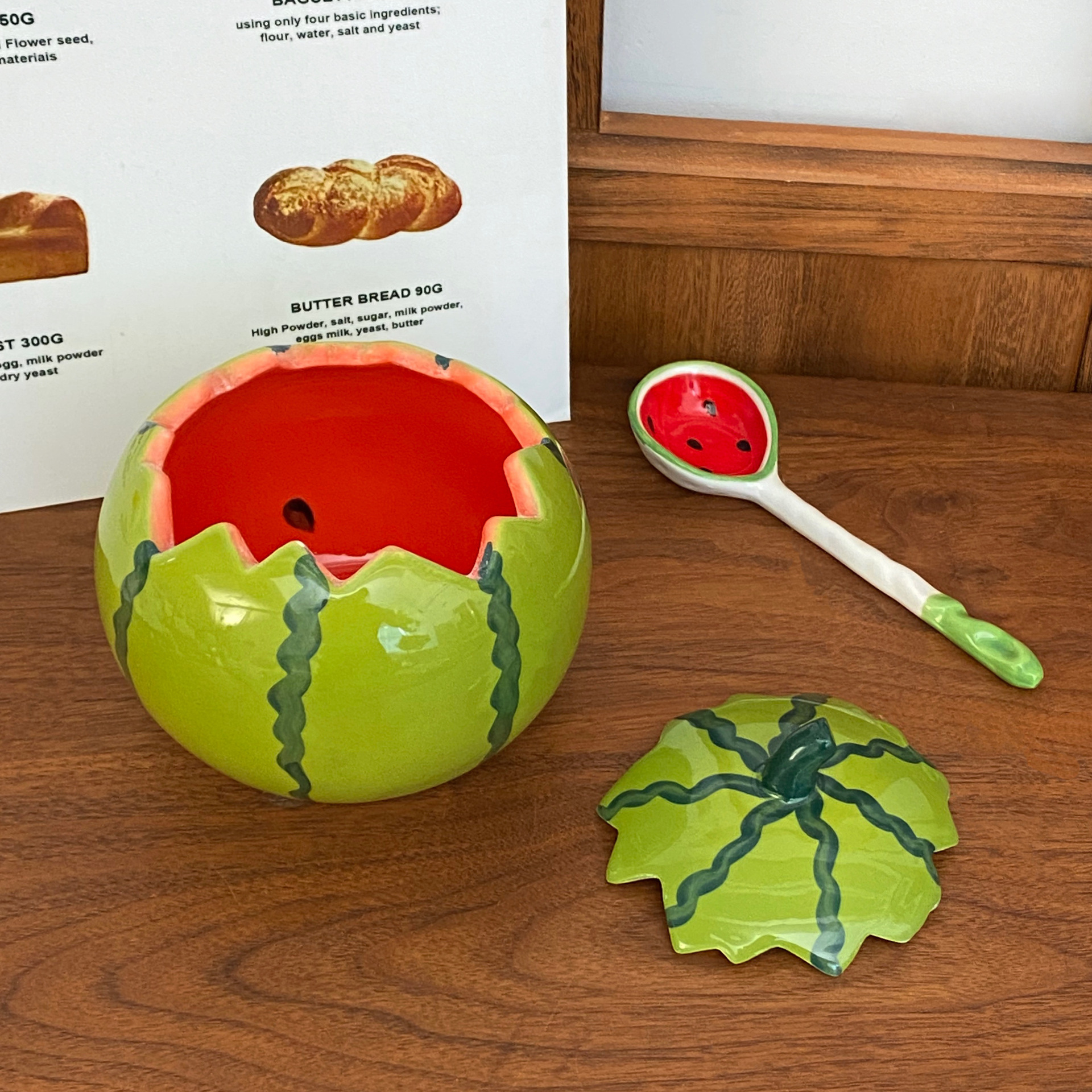 Cute ceramic, funny watermelon bowl, high appearance level, ins summer covered household tableware set, yogurt bowl, salad bowl full figure