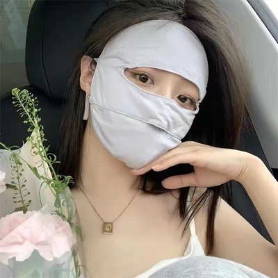 Sun protection face mask, high school girls' appearance level, summer UV protection full-face mask, outdoor driving sun protection, thin ice silk, breathable details Picture