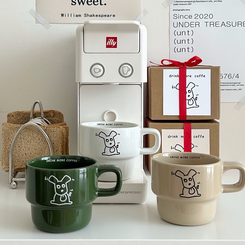Cute and niche cartoon dog mugs, high appearance level coffee cups, milk ceramic cups, couple cups, gift box cups Application Scenario