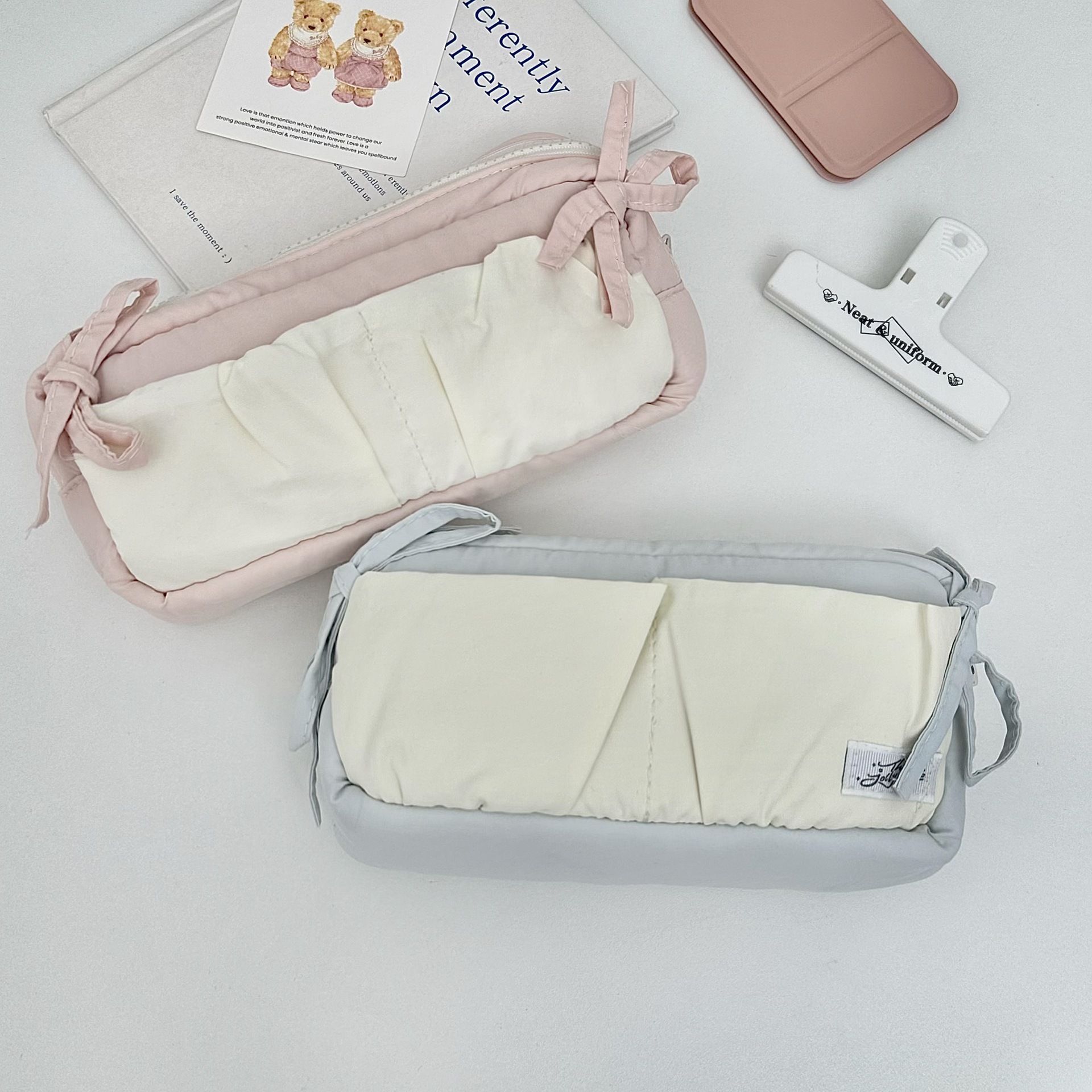 Cloud Bow Pen Case 2025 New large-capacity waterproof fabric stationery bag, junior high school and senior high school girls' stationery box Specification drawing