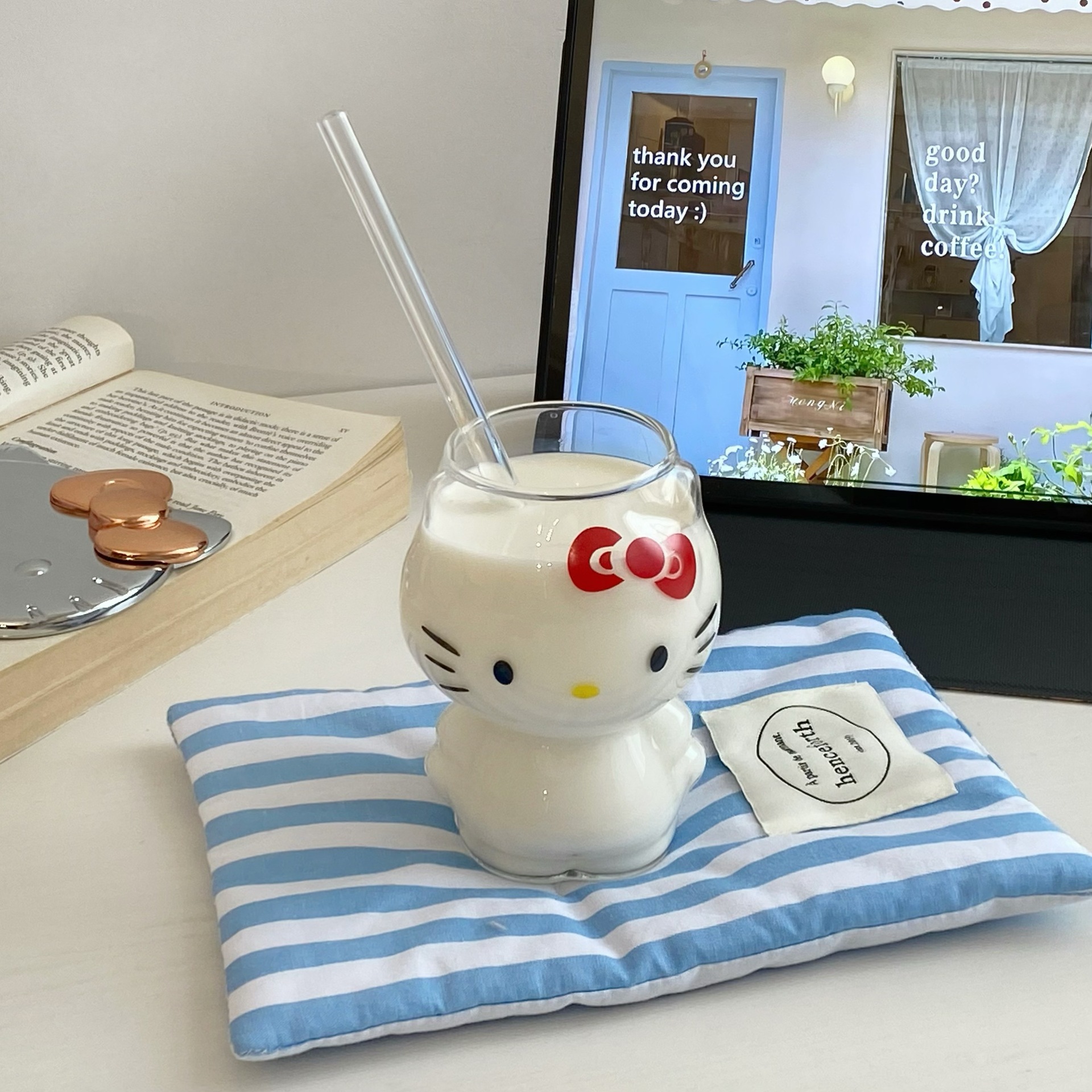 Katon cat cups, ins style, high-end, niche glass cups, water cups, home breakfast cups, milk cups, juice cups Specification drawing