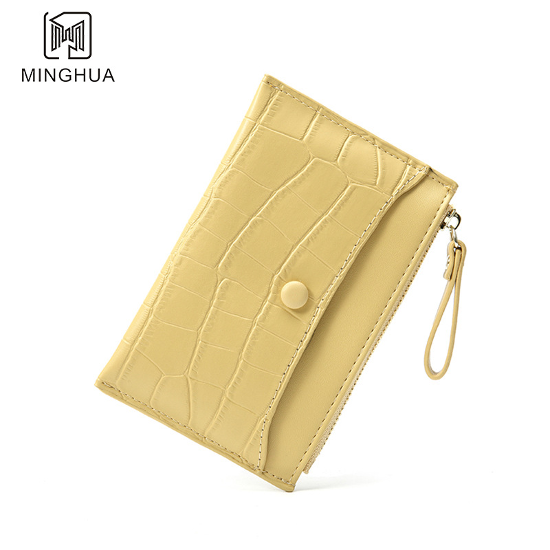 New InS-style summer coin purse, leather texture, solid color, simple and popular cross-border zipper card case wholesale Item Picture