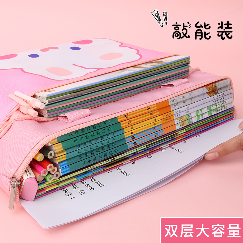 High appearance level subject homework bag, file bag, children's learning make-up bag, zipper type student hand-held textbook storage bag Specification drawing