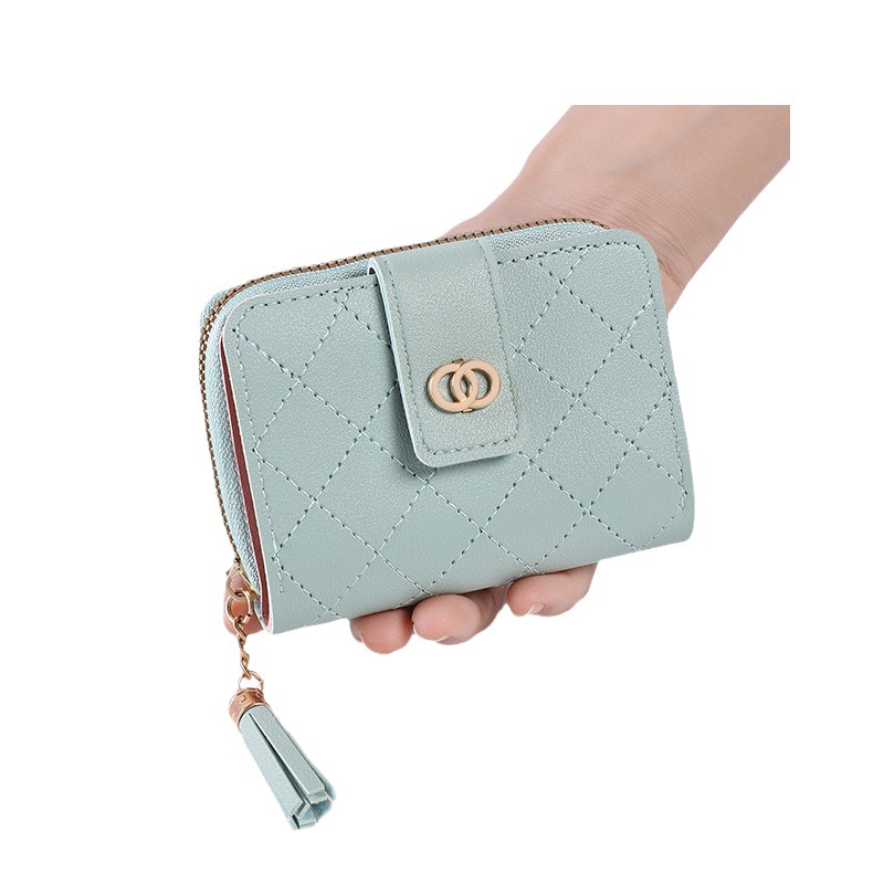 New women's wallet short solid color card bag 2023 summer simple cross-border button small coin wallet wholesale Item Picture