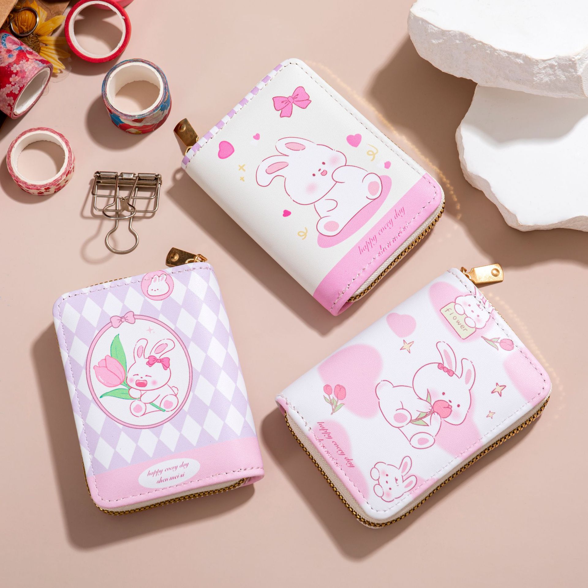 New cartoon printed organ card bag with a cute and trendy national style, multi-slot bank card and document storage bag, and loose change card holder details Picture
