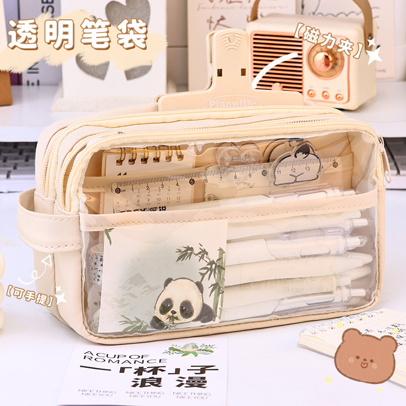 Morandi's new large-capacity pencil case, high-appearance-level stationery box, girls' style, ins, junior high school student storage pencil case full figure