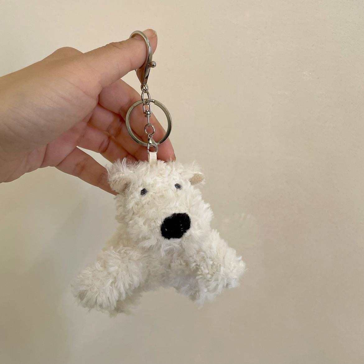 Cute plush dog Ins-style mini West Highland pendant, keychain, figurine pendant, schoolbag hanging decoration Item Picture