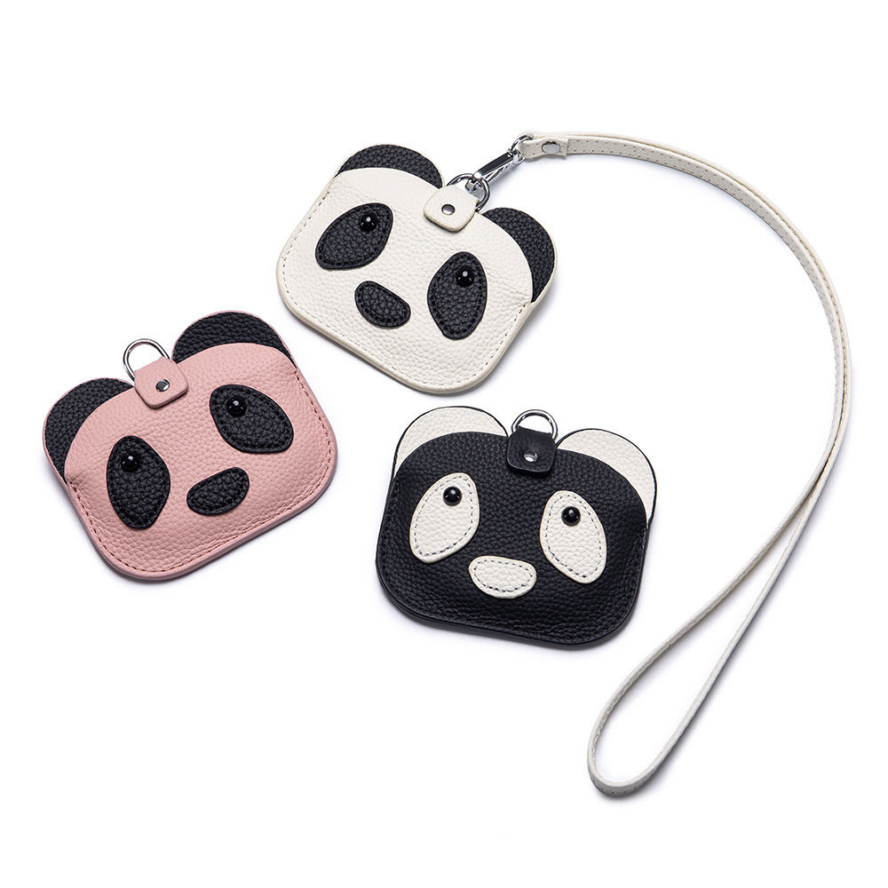 New creative Red Panda ID card case Portable neck card holder pu multi-functional neck loose change storage bag for women full figure