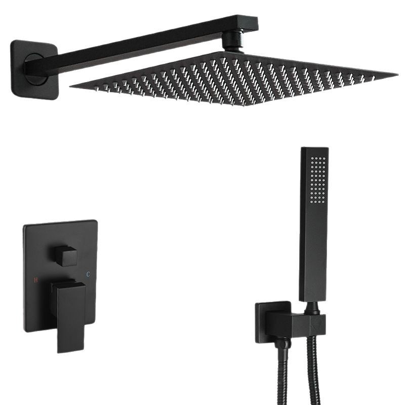 Cross-border black all-copper concealed showerhead embedded in the wall with hidden embedded box engineering hotel shower showerhead set Item Picture