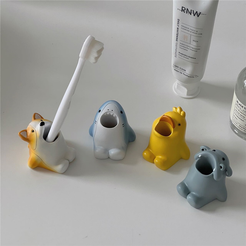 Ins-style creative cartoon animal toothbrush holder, cute children's bathroom toothbrush holder, bathroom storage rack decoration full figure