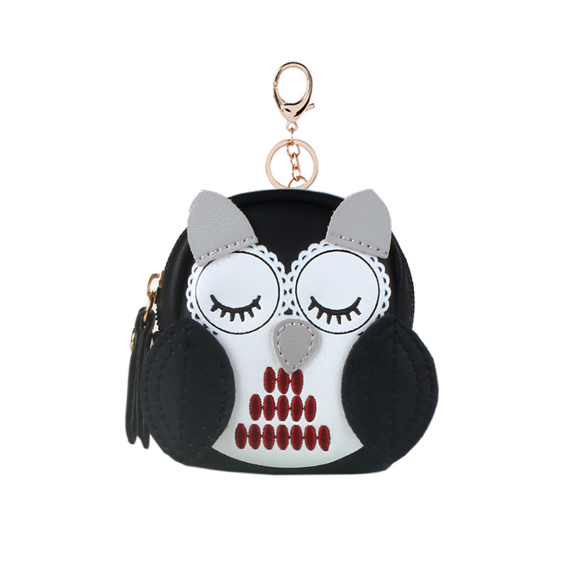 Korean cute key case, owl coin purse, mini schoolbag, car key chain, pendant, ladies' wallet Item Picture