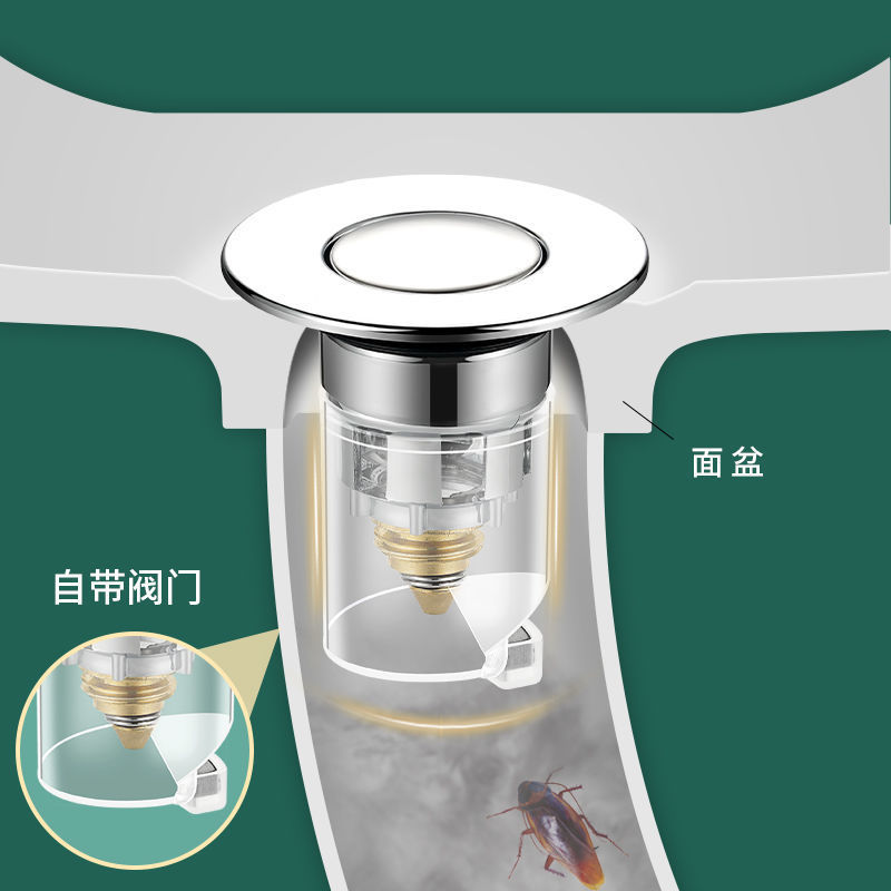 Washbasin and washbasin leakage plug, sink, washbasin plug, drain accessories, press-type filter screen, bouncing core details Picture
