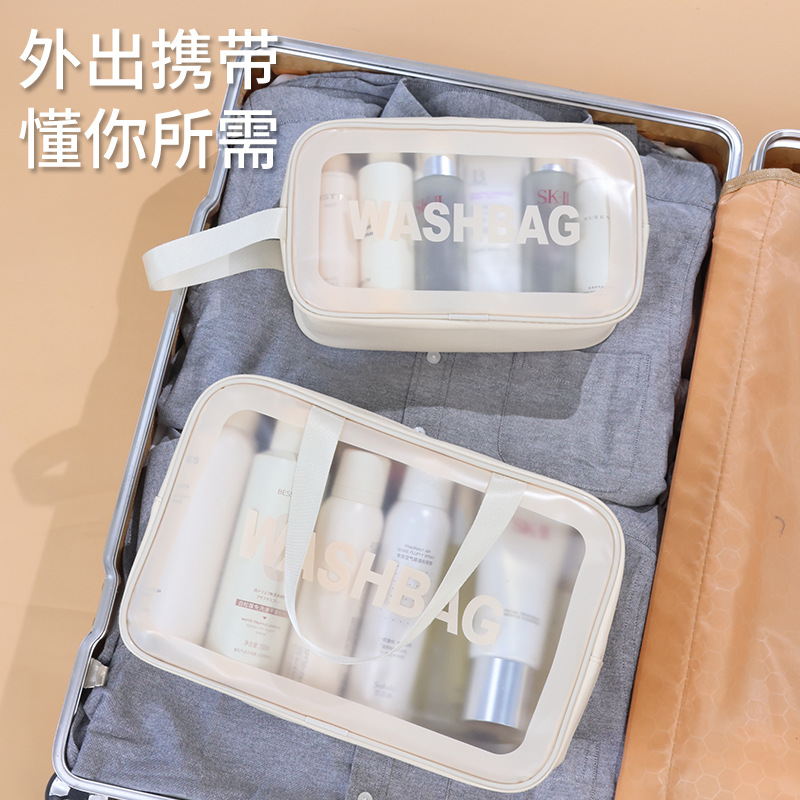 PU letter cosmetic bag, large capacity, high appearance level, travel portable hand-held cosmetic storage bag, cosmetic bag wholesale Application Scenario