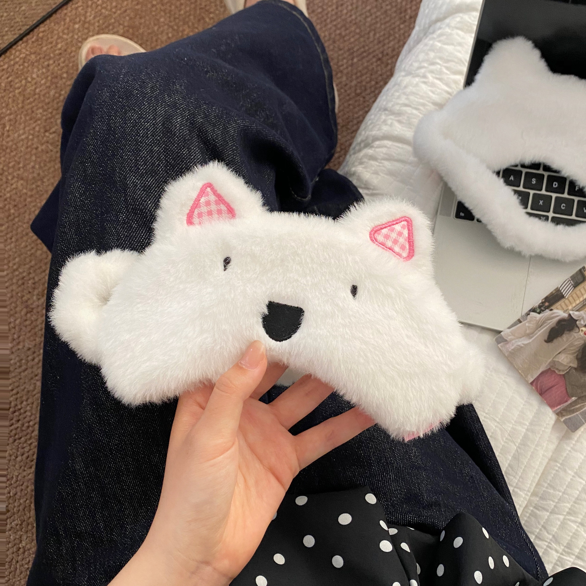 Cute cartoon nap eye mask, West Highland eye mask, sleep shading, travel nap special, eye fatigue relief tool Specification drawing