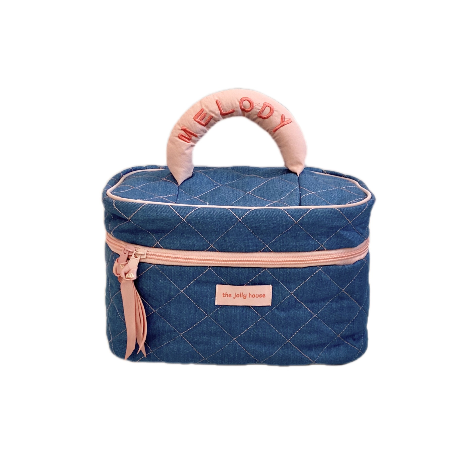 New denim pink storage bag, high appearance level, essential travel storage bag, large-capacity toiletry bag, makeup bag for women Item Picture