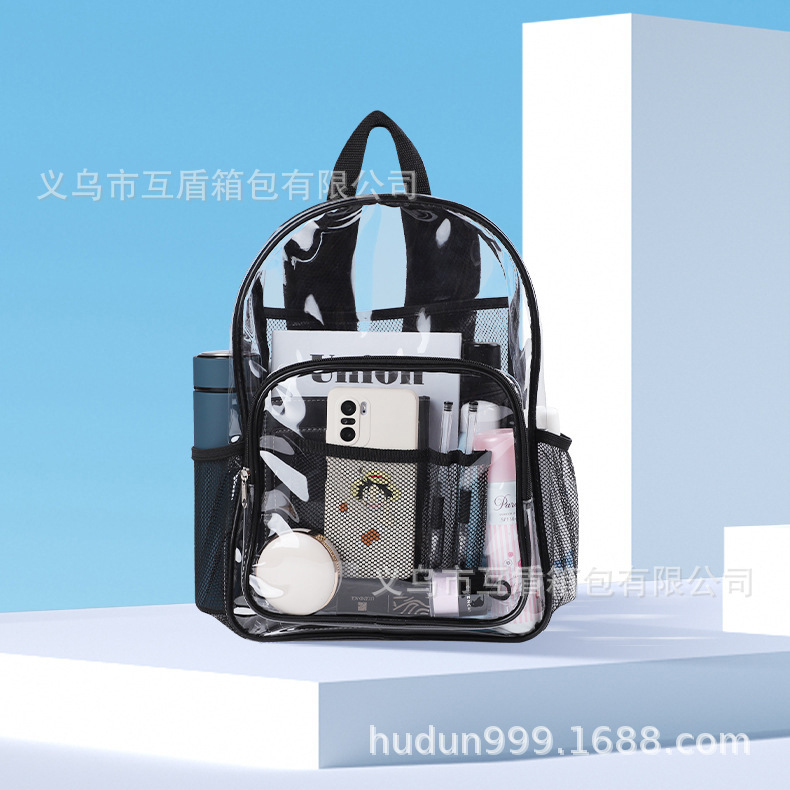 In-stock supply of cross-border Amazon PVC backpacks, outdoor school bags, large-capacity backpacks, and pvc transparent backs Specification drawing