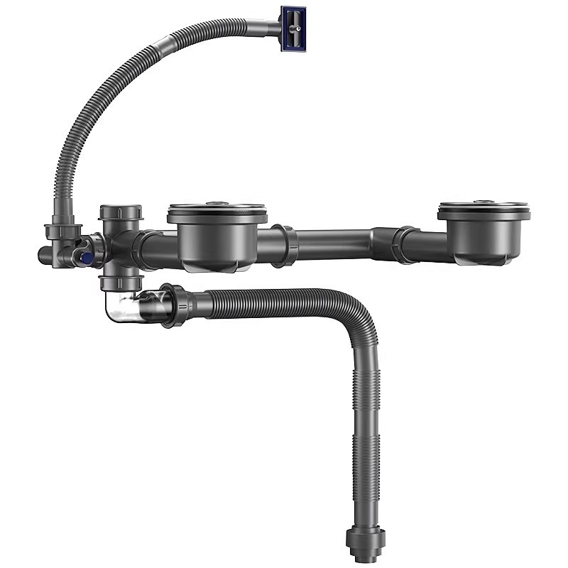 Super space-saving kitchen sink drainpipe accessories, single and double sink, dishwashing sink, anti-odor drainage pipe complete set Item Picture