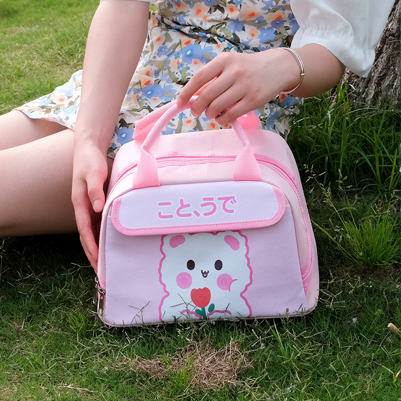 Customized cartoon hand-held bento bag, lunch box bag, heat preservation, summer for carrying rice, lunch bag bag, hand-held for office workers Specification drawing