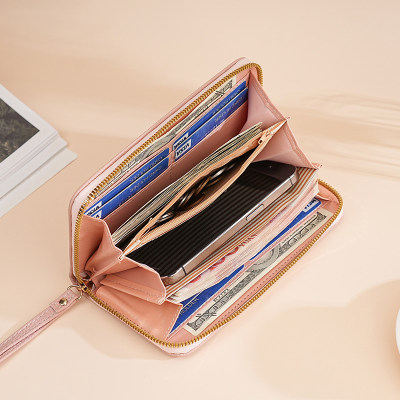New lychee patterned long wallet for women, wrist clutch, large-capacity women's wallet, mobile phone case, Wallet Specification drawing