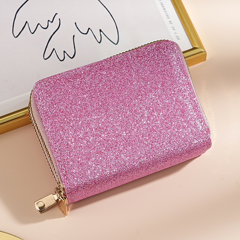 Cross-border Ladies' double zipper organ card case, Starry Sky Flash card holder, multi-slot ID card case, fashionable ladies' card holder Application Scenario